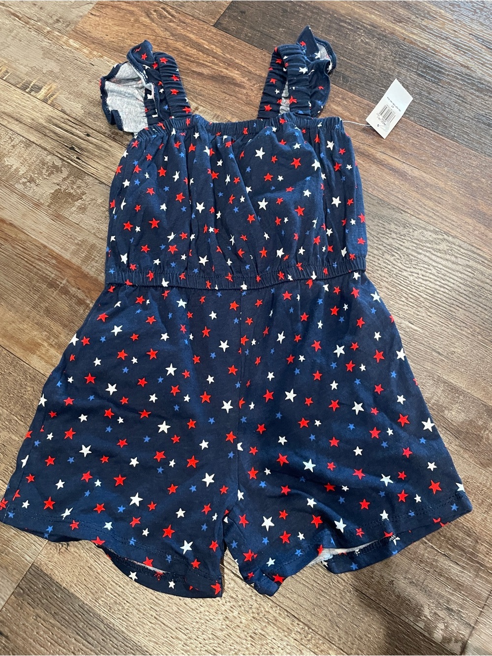 Girls' Navy Star-Print Romper - Red & White Stars